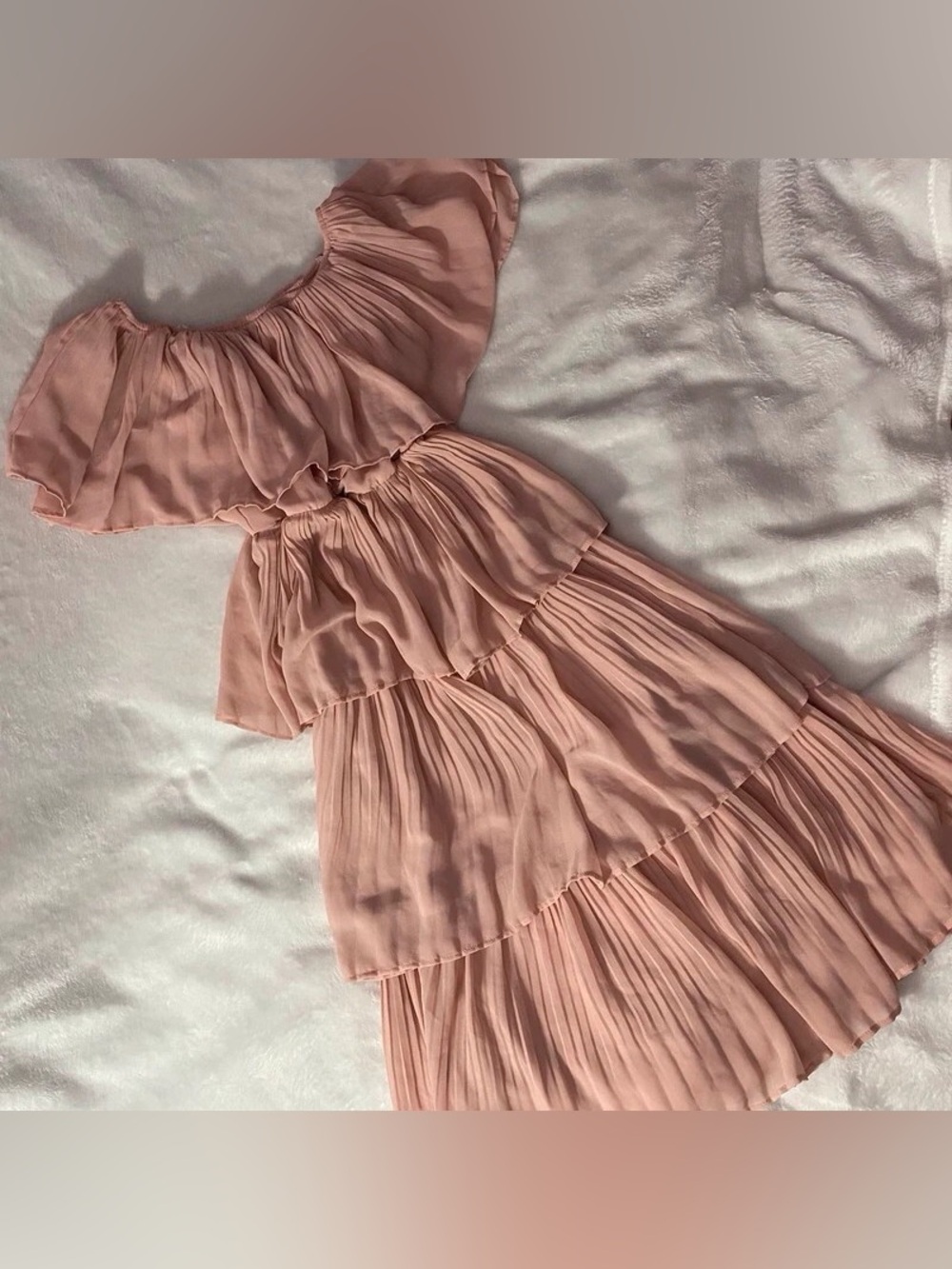 Women’s Tiered Midi Dress in Dusty Pink